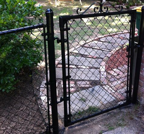 black chain link fence gate