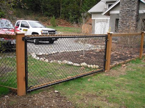 chain link fence with wood posts