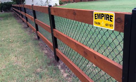 country style wood and chain link fence